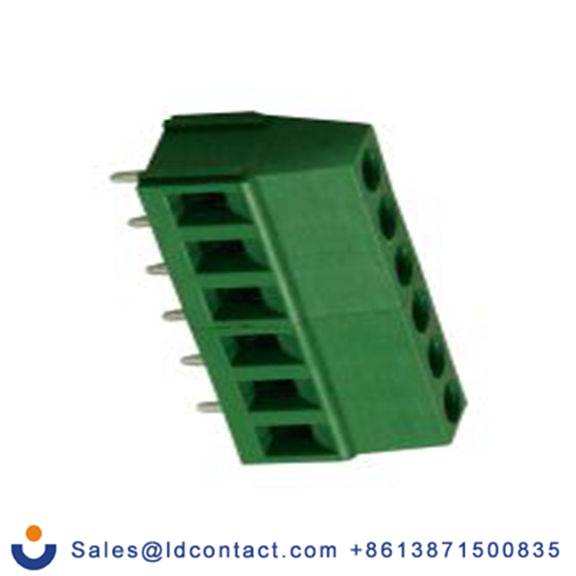 RS PRO,897-0828,PCB端子排, 6p, 5mm间距, 10A, 300 V, THT安装, 螺钉端接, 直向, 绿色