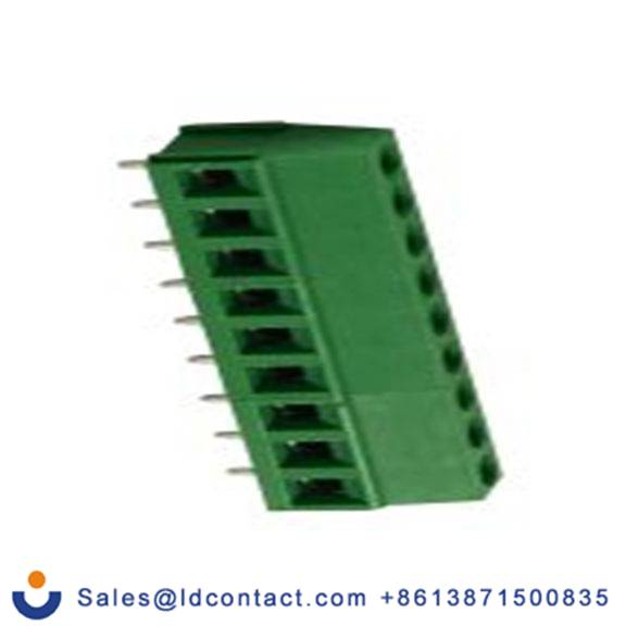 RS PRO,897-0834,PCB端子排, 9p, 5mm间距, 10A, 300 V, THT安装, 螺钉端接, 直向, 绿色