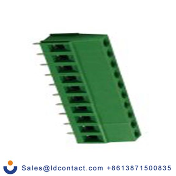 RS PRO,897-0837,PCB端子排, 10p, 5mm间距, 10A, 300 V, THT安装, 螺钉端接, 直向, 绿色