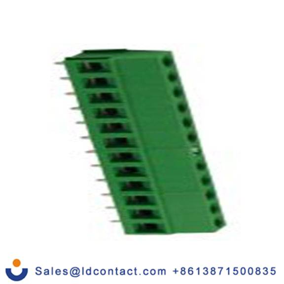 RS PRO,897-0840,PCB端子排, 12p, 5mm间距, 10A, 300 V, THT安装, 螺钉端接, 直向, 绿色