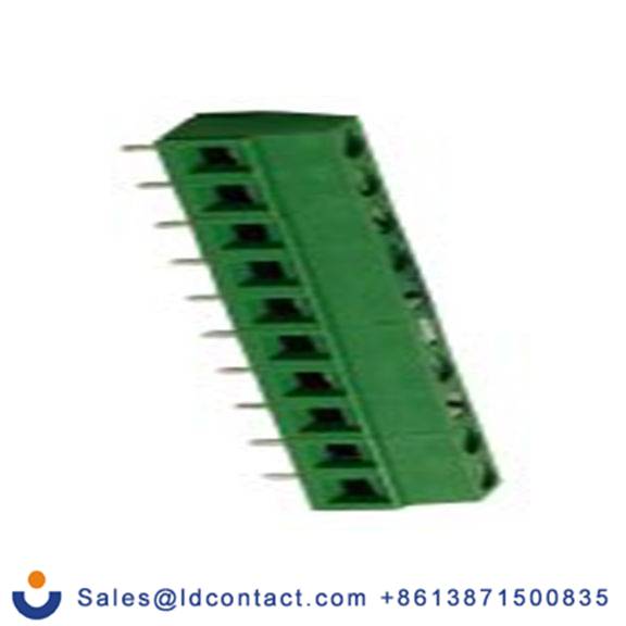 RS PRO,897-0878,PCB端子排, 10p, 5mm间距, 10A, 300 V, THT安装, 螺钉端接, 直向, 绿色