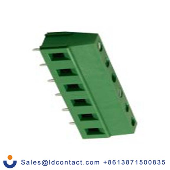 RS PRO,897-0932,PCB端子排, 6p, 7.5mm间距, 10A, 300 V, THT安装, 螺钉端接, 直向, 绿色