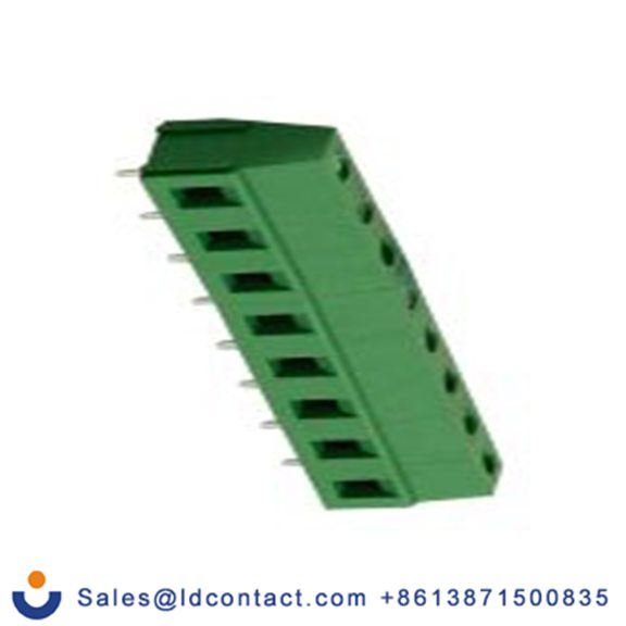 RS PRO,897-0944,PCB端子排, 8p, 7.5mm间距, 10A, 300 V, THT安装, 螺钉端接, 直向, 绿色