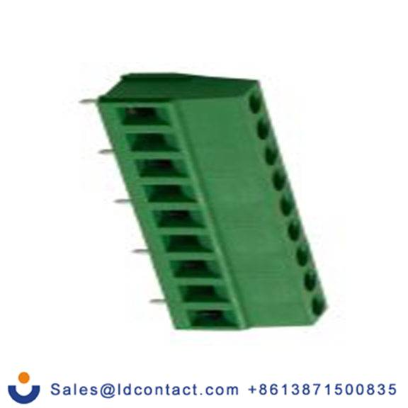 RS PRO,897-0979,PCB端子排, 5p, 10mm间距, 10A, 300 V, THT安装, 螺钉端接, 直向, 绿色