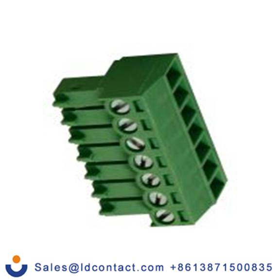 RS PRO,897-1010,7p插拔式接线端子 直角插头, 3.5mm间距, 10A, 200 V, THT安装, 螺钉端接, 绿色