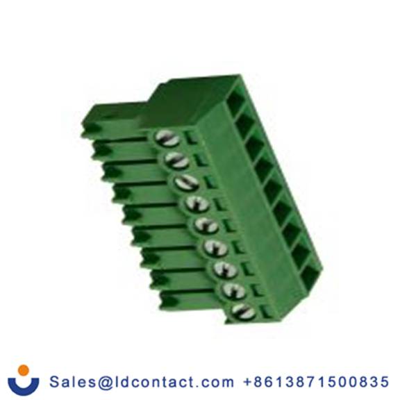 RS PRO,897-1023,9p插拔式接线端子 直角插头, 3.5mm间距, 10A, 200 V, THT安装, 螺钉端接, 绿色