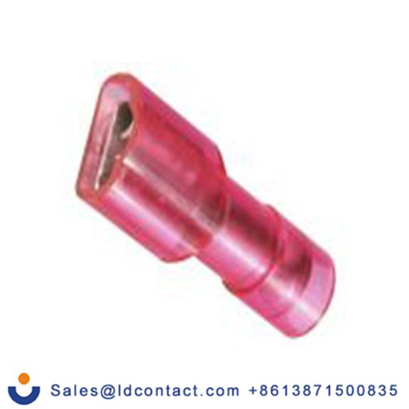 RS PRO,178-8293,绝缘 压接端子 母插, 0.5 x 4.75 mm接片, 红色 插簧端子, 聚碳酸脂绝缘, 镀锡 22 AWG 铜, 黄铜触点, 最大线规16 AWG 系列