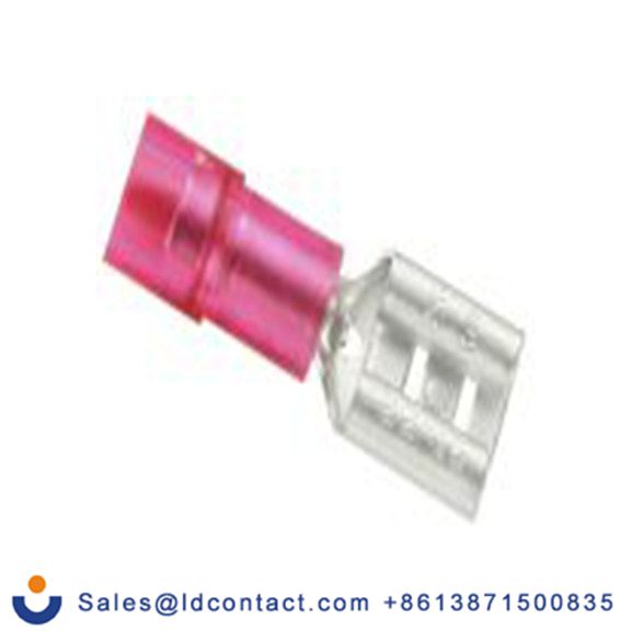 RS PRO,178-8321,绝缘 压接端子 母插, 0.8 x 6.35 mm接片, 红色 插簧端子, 聚碳酸脂绝缘, 镀锡 22 AWG 黄铜触点, 最大线规16 AWG FDNID1系列