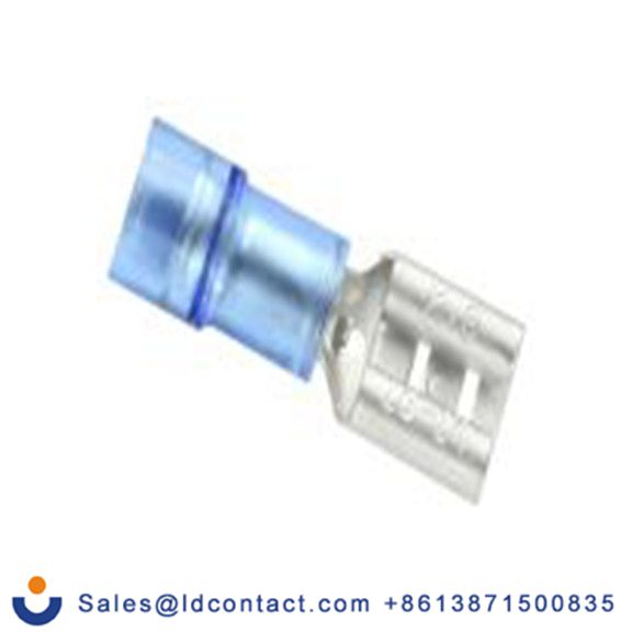 RS PRO,178-8322,绝缘 压接端子 母插, 0.8 x 6.35 mm接片, 蓝色 插簧端子, 聚碳酸脂绝缘, 镀锡 16 AWG 黄铜触点, 最大线规14 AWG FDNID2系列