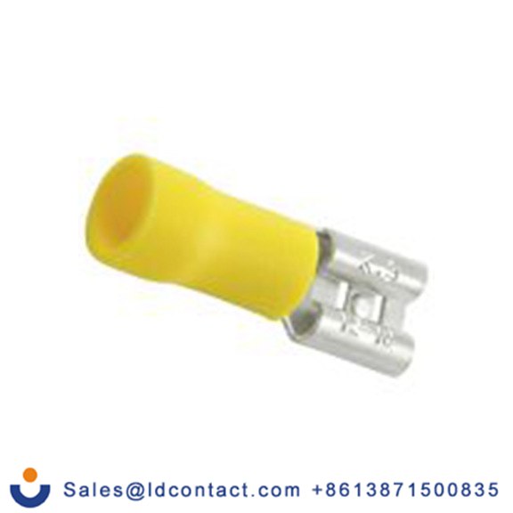 RS PRO,178-8333,绝缘 压接端子 母插, 0.8 x 6.35 mm接片, 黄色 插簧端子, 乙烯基绝缘, 镀锡 12 AWG 黄铜触点, 最大线规10 AWG 系列