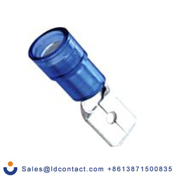 RS PRO,178-8380,绝缘 压接端子 公, 0.8 x 6.35 mm接片, 蓝色 插簧端子, 聚碳酸脂绝缘, 镀锡 16 AWG 铜, 黄铜触点, 最大线规14 AWG 系列