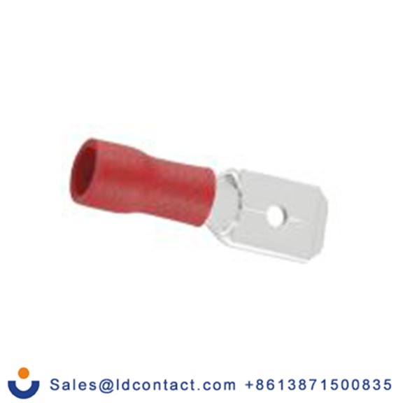 RS PRO,178-8382,绝缘 压接端子 公, 0.8 x 6.35 mm接片, 红色 插簧端子, 乙烯基绝缘, 镀锡 22 AWG 黄铜触点, 最大线规16 AWG 系列