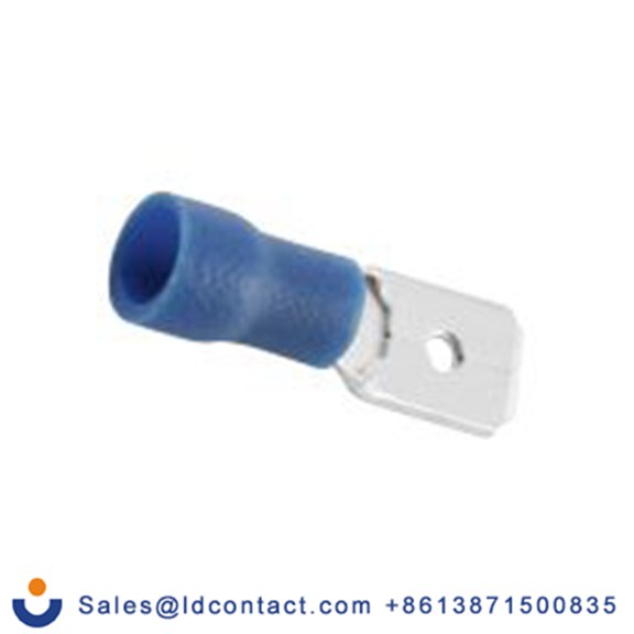 RS PRO,178-8383,绝缘 压接端子 公, 0.8 x 6.35 mm接片, 蓝色 插簧端子, 乙烯基绝缘, 镀锡 16 AWG 黄铜触点, 最大线规14 AWG 系列