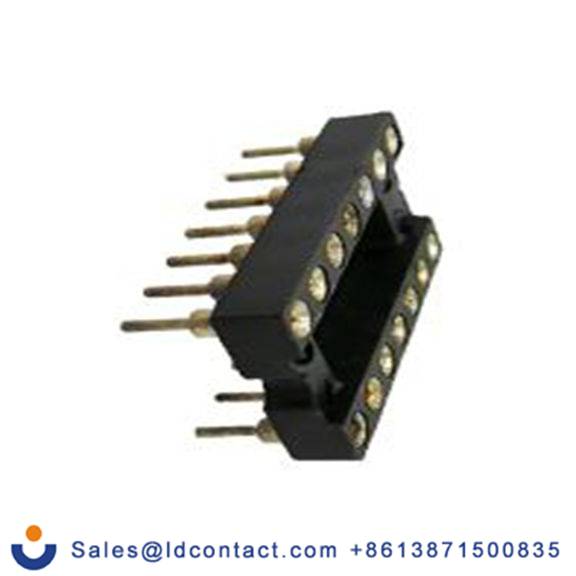 RS PRO,183-1562,DIP14插座, 垂直式, 7.62 mm排宽, 2.54 mm节距, 弯曲, 通孔安装, 封闭框架 DIL插座 3A