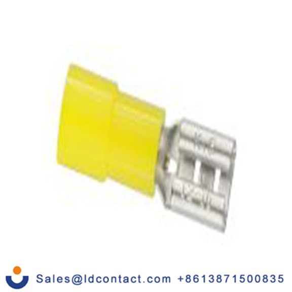 RS PRO,205-5289,绝缘 压接端子 母插, 0.8 x 6.35 mm接片, 黄色 插簧端子, 尼龙绝缘, 镀锡 10 AWG 黄铜触点, 最大线规12 AWG 系列