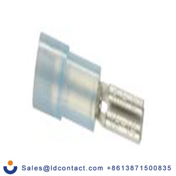 RS PRO,205-5290,绝缘 压接端子 母插, 0.5 x 2.8 mm接片, 蓝色 插簧端子, 尼龙绝缘, 镀锡 16 AWG 铜, 黄铜触点, 最大线规14 AWG 系列