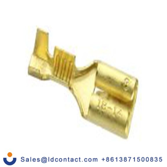 RS PRO,205-5299,非绝缘 压接端子 母插, 6.35 x 0.8 mm接片, 金色 插簧端子, 镀锡 18 AWG 黄铜触点, 最大线规14 AWG 系列