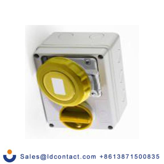 RS PRO,214-4256,16A工业连接器插座, 2P + E, 110 V, 壁挂式安装, IP67, 黄色