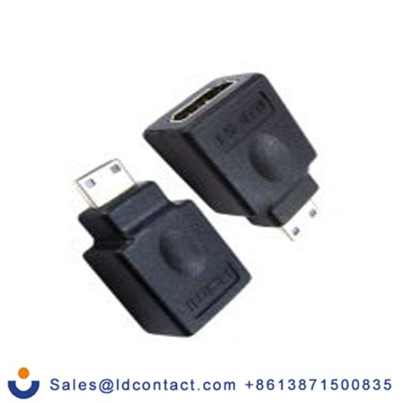 RS PRO,229-9962,HDMI 适配器 Mini HDMI类型 公 HDMI类型 直向, 镀金色触点 母插, ABS外壳