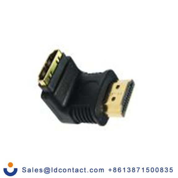 RS PRO,229-9964,HDMI 适配器 HDMI类型 公 HDMI类型 直角, 镀金色触点 母插, 塑料外壳