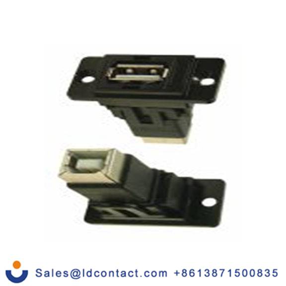 RS PRO,235-4757,USB 连接器, USB A对B型 内螺纹/内螺纹, 2端口, 面板安装 直向 USB 2.0 FT系列