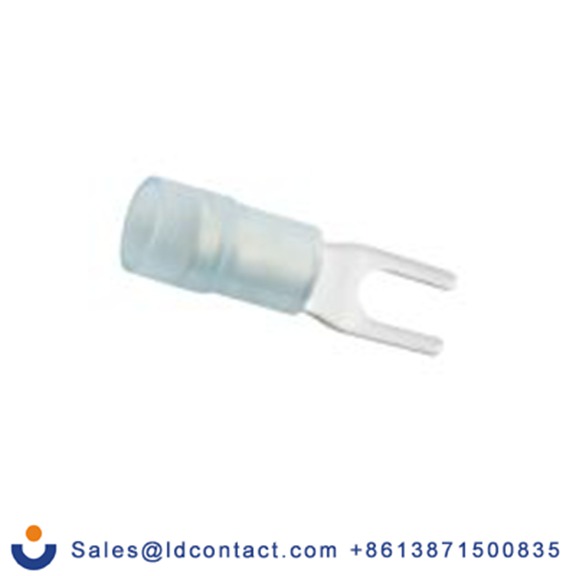 RS PRO,270-7651,绝缘 叉型端子, 3.2 mm螺栓, 蓝色, 最小电线尺寸: 16 AWG 14 AWG, 5.7 mm宽, 0.8 mm厚, 镀锡触点 尼龙