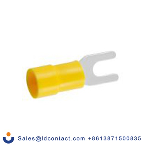 RS PRO,270-7661,绝缘 叉型端子, 4.3 mm螺栓, 黄色, 最小电线尺寸: 12 AWG 10 AWG, 7.2 mm宽, 1 mm厚, 镀锡触点 乙烯基