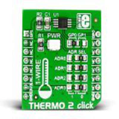 MikroElektronika,MIKROE-1840,MikroElektronika  Thermo 2 Click MikroBus Click 板, 温度传感器, DS1825芯片