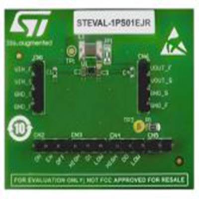 STMicroelectronics,STEVAL-1PS01EJR,STMicroelectronics  ST1PS01EJR 400 mA Nano 静态同步降压转换器, 降压转换器 评估测试板