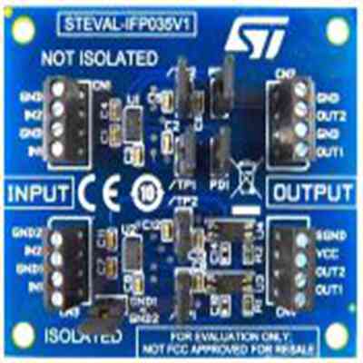STMicroelectronics,STEVAL-IFP035V1,STMicroelectronics  基于 CLT03-2Q3 自供电限流端接器件的评估板上的隔离和非隔离数字输入, PLC 控