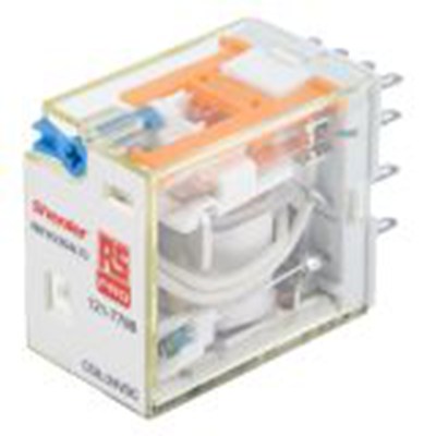 RS PRO,121-7798,功率继电器, 24V 直流线圈 6A切换, 四刀双掷, 银合金触点, RKF系列
