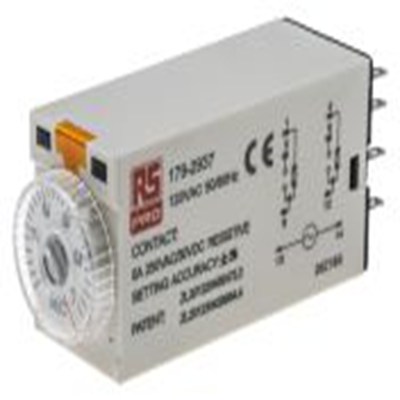 RS PRO,179-2937,计时器继电器, 公安装, 0.1 s, 1 s范围, 2触点 110 V ac, 1功能, 双刀双掷时间范围