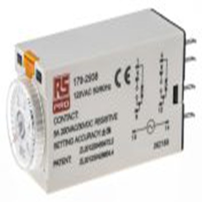 RS PRO,179-2938,计时器继电器, Plug‑In Timer Relay系列, 公安装, 0.2 s, 5 min范围, 2触点 110 V ac, 1功能, 双刀双掷时间范围