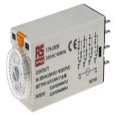 RS PRO,179-2958,计时器继电器, TKB系列, 0.2 to 5 s范围, 4触点 230V 交流, 1功能, 四刀双掷时间范围
