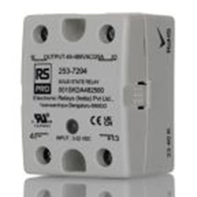RS PRO,253-7294,固态继电器, 最大负载25 A, 480 Vrms, 最大控制32V dc, 单刀单掷