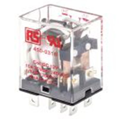 RS PRO,450-0318,功率继电器, 12V 直流线圈 10A切换, 双刀双掷, 公安装, 银合金触点