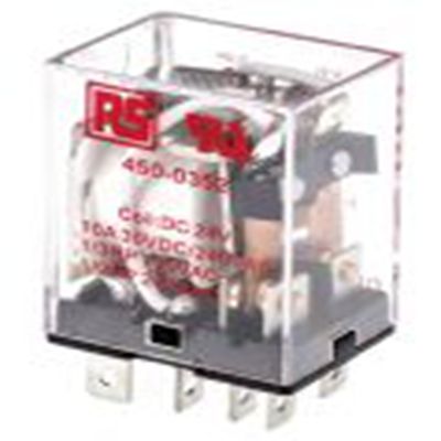 RS PRO,450-0352,功率继电器, 24V 直流线圈 10A切换, 双刀双掷, 公安装, 银合金触点